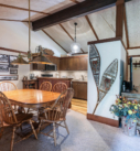 #35 Open shot of Dining Area, Kitchen & Ceiling & Snowshoes on Wall !